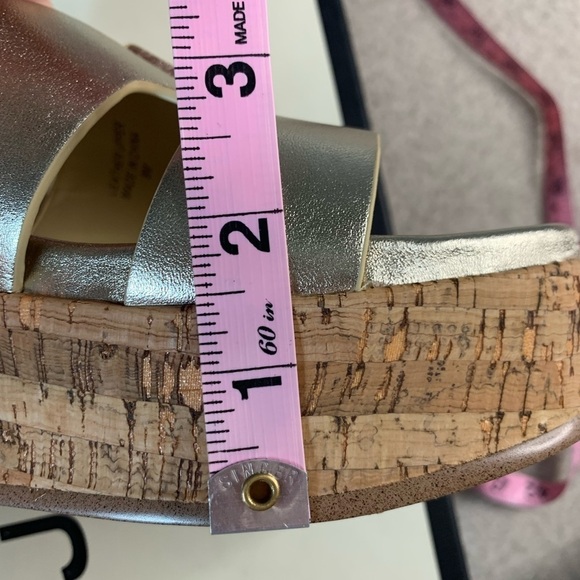 NIB J/Slides NYC Queenie Gold Leather Upper Cork Sole Sandal Women Size 8m - Picture 10 of 13